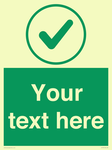 Custom green background, green tick in circle sign